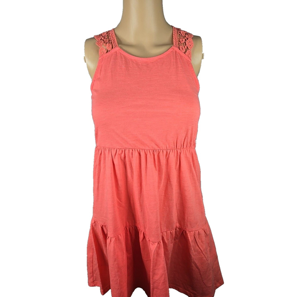 Roxy Girl Kid's Orange Coral Sleeveless Crochet Accent Dress Size M 10 / 12
